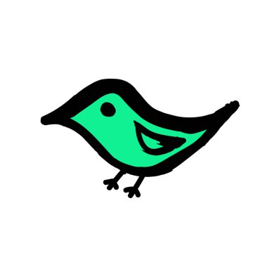 El boyası, fırça çizimi. Beyaz bir arka planda izole edilmiş. Doodle grunge tarzı ikon. Taslak simgesi, çizgi film illüstrasyonu. Kuş simgesi