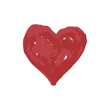El boyası, fırça çizimi. Beyaz bir arka planda izole edilmiş. Doodle grunge tarzı ikon. Taslak çizimi. Kalp, aşk ikonu. Sevgililer Günü