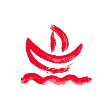 El boyası, fırça çizimi. Beyaz bir arka planda izole edilmiş. Doodle grunge tarzı ikon. Dekoratif unsur. Taslak, çizgi film ikonu, karikatür çizimi. Kırmızı Gemi simgesi