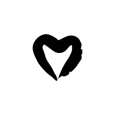 El boyası, fırça çizimi. Beyaz bir arka planda izole edilmiş. Doodle grunge tarzı ikon. Taslak, çizgi film ikonu, karikatür çizimi. Kalp, aşk ikonu. Sevgililer Günü