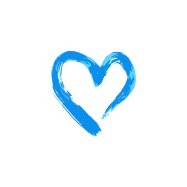 Kalp, aşk ikonu. El boyası, fırça çizimi. Beyaz bir arka planda izole edilmiş. Doodle grunge tarzı ikon. Özet geç. Sevgililer Günü