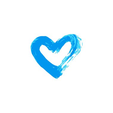 Kalp, aşk ikonu. Çıkartma, iğne. El boyası, fırça çizimi. Beyaz bir arka planda izole edilmiş. Doodle grunge tarzı ikon. Dekoratif. Özet, satır simgesi, çizgi film illüstrasyonu