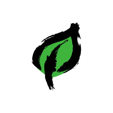 Beyaz bir arka planda izole edilmiş. El boyası, fırça çizimi. Doodle grunge tarzı ikon. Dekoratif unsur. Taslak, çizgi film ikonu, karikatür çizimi. Yaprak ağaç simgesi