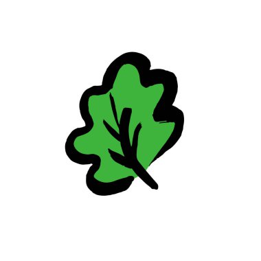 Yaprak ağacı simgesi. El boyası, fırça çizimi. İzole edilmiş. Doodle grunge tarzı simgesi