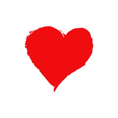 Romantik ikon, kalp. El boyası, fırça çizimi. Beyaz bir arka planda izole edilmiş. Doodle grunge tarzı ikon. Çıkartma, iğne. Özet, satır simgesi, çizgi film illüstrasyonu