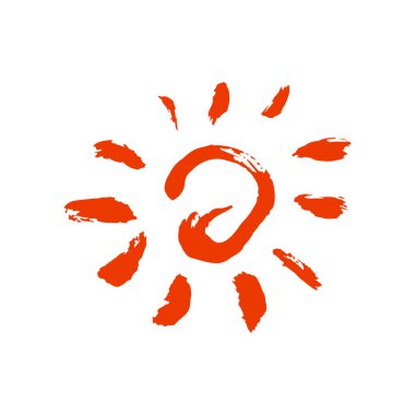 Güneş ikonu. Doodle grunge tarzı ikon. El boyası, fırça çizimi. İzole edilmiş