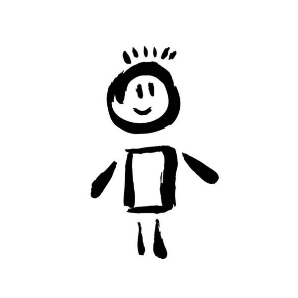 Icono Niño Pintura Mano Dibujo Pincel Aislado Sobre Fondo Blanco — Vector de stock