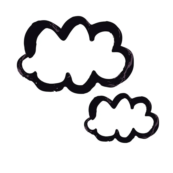 手绘油漆 画笔绘图 被白色的背景隔离了Doodle Grunge风格图标 装饰元素 线条图标 卡通画 云彩图标 — 图库矢量图片