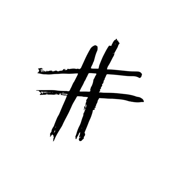 Hashtag Symbol Handzeichnung Farbe Pinselzeichnung Vereinzelt Auf Weißem Hintergrund Doodle — Stockvektor