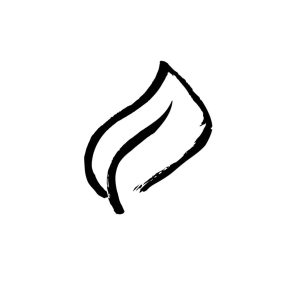 Bladträdsikonen Handritningsfärg Penselteckning Isolerad Vit Bakgrund Doodle Grunge Stil Ikon — Stock vektor