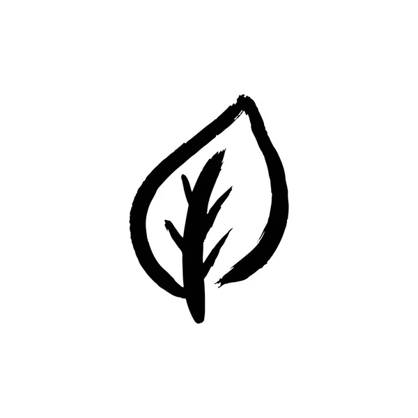 Піктограма Листя Дерева Ручна Малювання Фарбою Малювання Пензлем Ізольовані Білому — стоковий вектор