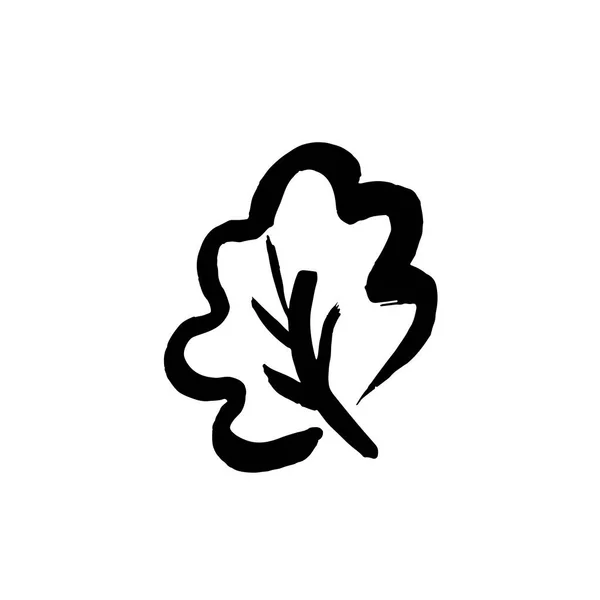 葉の木のアイコン 手描き 筆描き 白い背景に隔離されています 落書きのグランジスタイルのアイコン — ストックベクタ