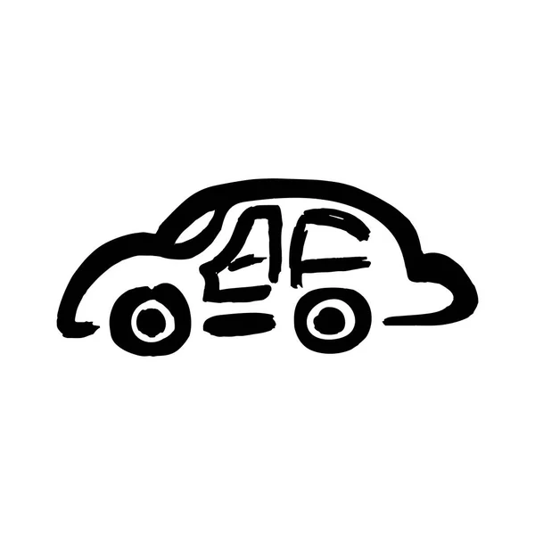 Makine Araba Ikonu Boyası Fırça Çizimi Beyaz Bir Arka Planda — Stok Vektör