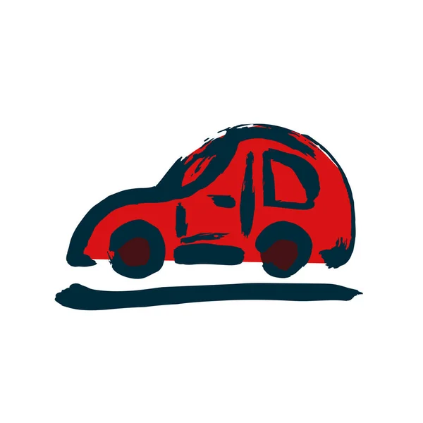 Makine Araba Ikonu Boyası Fırça Çizimi Beyaz Bir Arka Planda — Stok Vektör
