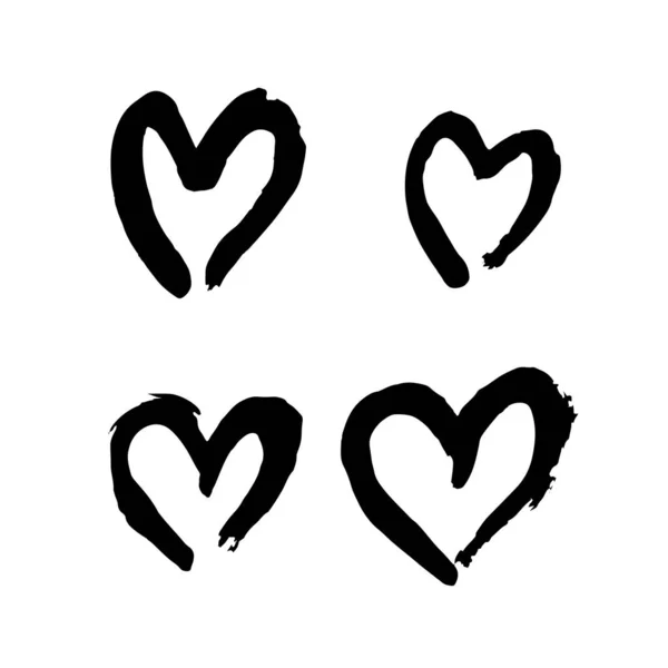 ロマンチックなアイコンのセット 手描き 筆描き 落書きのグランジスタイルのアイコン — ストックベクタ