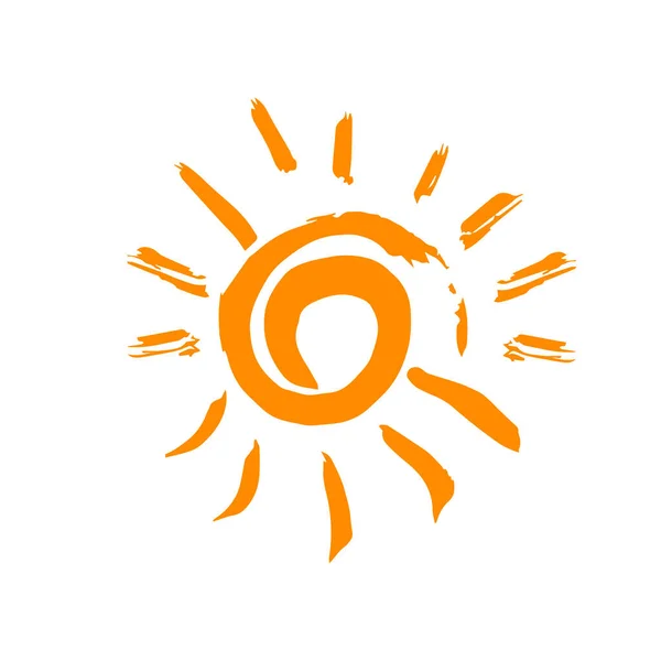 Εικόνα Ήλιου Ζωγραφική Χεριών Σχέδιο Πινέλου Απομονωμένο Λευκό Φόντο Εικονίδιο — Διανυσματικό Αρχείο