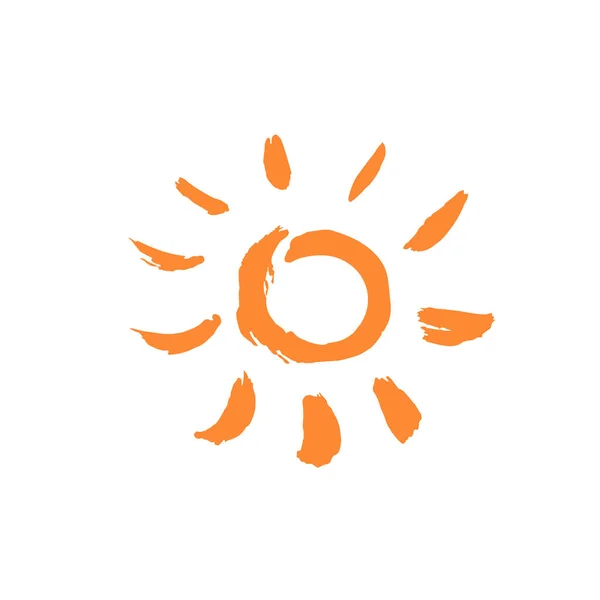 Εικόνα Ήλιου Ζωγραφική Χεριών Σχέδιο Πινέλου Απομονωμένο Λευκό Φόντο Εικόνα — Διανυσματικό Αρχείο