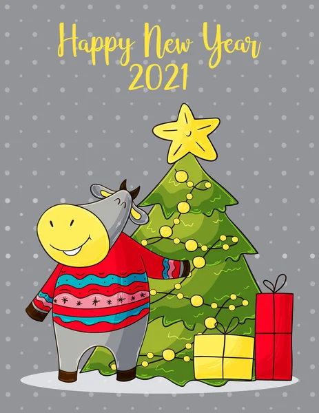 2021年明けましておめでとうございます 子供のイラスト パントンカラー2021 中国の旧正月2021年の牛の デザインのテンプレート ポスター カード 招待状 チラシ バナー — ストックベクタ
