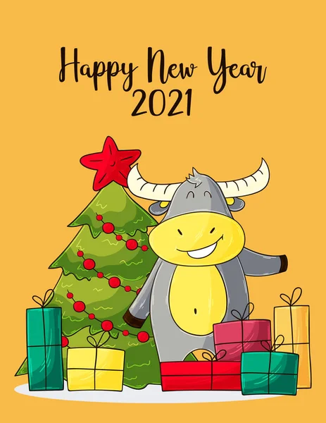 2021 Gelukkig Nieuwjaar Dank Kinderillustratie Pantone Kleuren 2021 Chinees Nieuwjaar — Stockvector