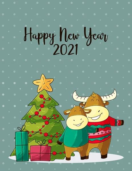 2021 Happy New Year Lunar Father Son Chinese New Year — Stockvector