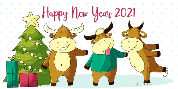 Chinese New Year 2021 Year 2021 Happy New Year Three — Stockvector