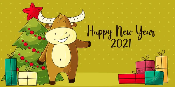 Chinese New Year 2021 Year Children Illustration Chinese Zodiac Symbol — Stockvector