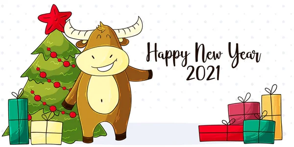 Chinese New Year 2021 Year Chinese Zodiac Symbol Children Illustration — Stockvector