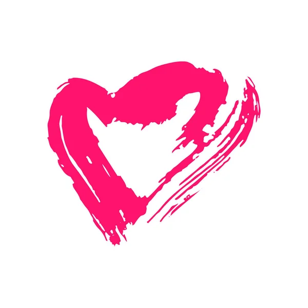 Hjärta Kärleksikon Klistermärke Stift Handritningsfärg Penselteckning Isolerad Vit Bakgrund Doodle — Stock vektor