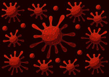 Vector of viruses on white background. Bacteria, germs microorganis, virus cell. Coronavirus. Icons set