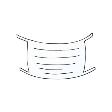 Medical icon. Vector illustration in hand draw style. The image is isolated on a white background. Medical tools. White medical mask