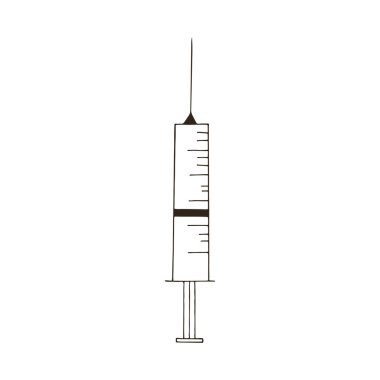 Contour medical icons. Vector illustration in hand draw style. The image is isolated on a white background. Medical instrument. Syringe, injection