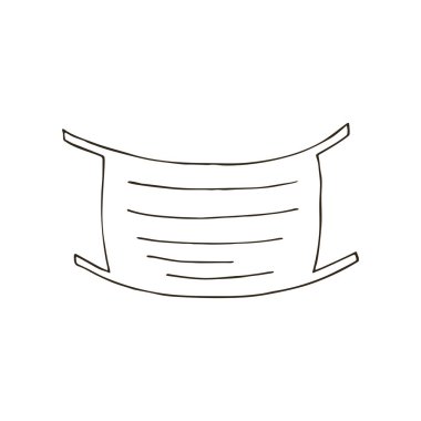 Contour Tıp ikonu. Elle çizim tarzında vektör illüstrasyonu. Resim beyaz arkaplanda izole edildi. Tıbbi aletler. Tıbbi maske