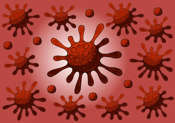 白い背景にウイルスのベクトル 細菌微生物 ウイルス コロナウイルス アイコンセット — ストックベクタ