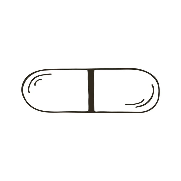 医学のアイコンを輪郭 手描きでベクトルイラスト 白い背景に隔離された画像 医療用具 錠剤カプセル薬 — ストックベクタ