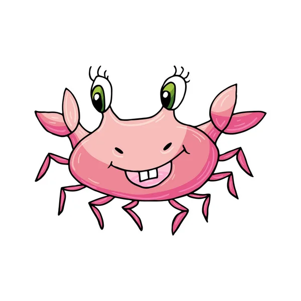 Crabe Icône Thème Marin Dans Style Dessin Main Jolie Illustration — Image vectorielle