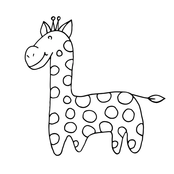 Contour Giraffe Marine Theme Icon Hand Draw Style Cute Childish — Stock Vector