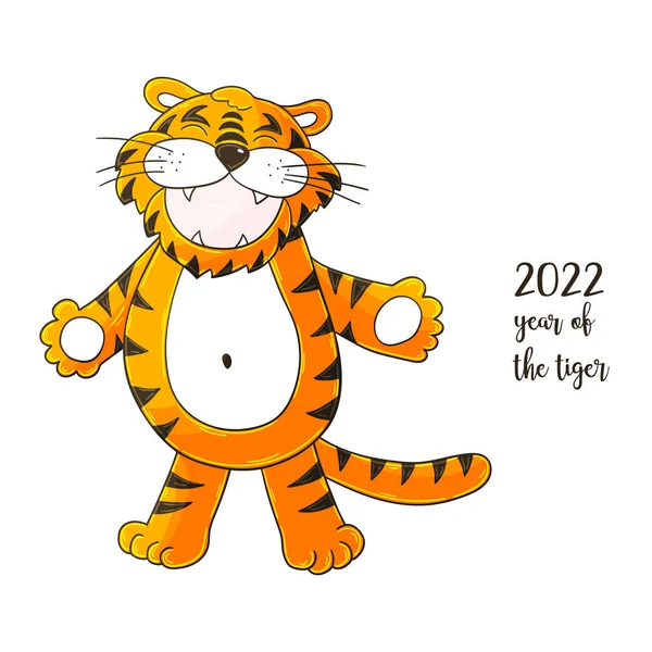 2022 호랑이 그림을 2022 호랑이 카드용 포스터 — 스톡 벡터