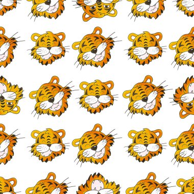 Kaplan yüzlü kusursuz vektör deseni. Kalıplar el çekme tarzında. Yeni yıl tatili 2022