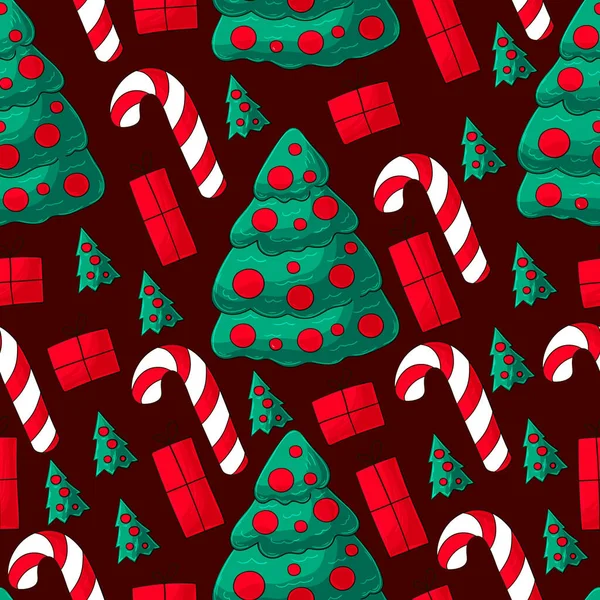 선물이 무감각 크리스마스 무늬를 그리는 직물등에 수있다 — 스톡 벡터