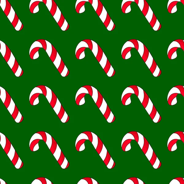 Seamless Vector Pattern Candy Cane Pattern Hand Draw Style Festive — Stock Vector