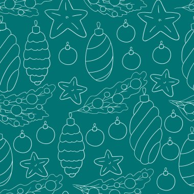 Mavi Şablon. Yıldızlı kusursuz vektör deseni, Noel ağacı süslemeleri. Kumaş, ambalaj, ambalaj kağıdı, tekstil ve benzeri şeylerde kullanılabilir.