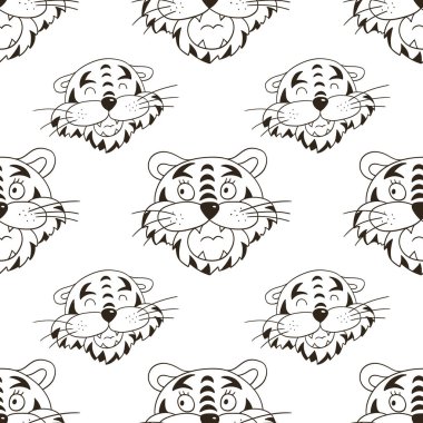 Kaplan Yılı. Kaplan yüzlü kusursuz vektör deseni. Şablon. 2022 yılbaşı tatili. Kumaş, renk, tekstil vs. için kullanılabilir