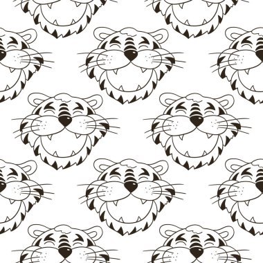 Kaplan Yılı. Kaplan yüzlü kusursuz vektör deseni. Şablon. 2022 yılbaşı tatili. Kumaş, renk, ambalaj vs. için kullanılabilir