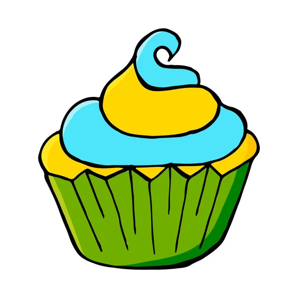 Ícone Brilhante Cupcake Muffin Mão Desenhar Estilo Ilustração Vetorial Para — Vetor de Stock