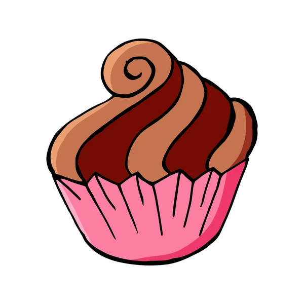 精美的纸杯蛋糕图标 松饼手绘风格 矢量插图为您的设计 甜糕点 可爱的松饼 — 图库矢量图片