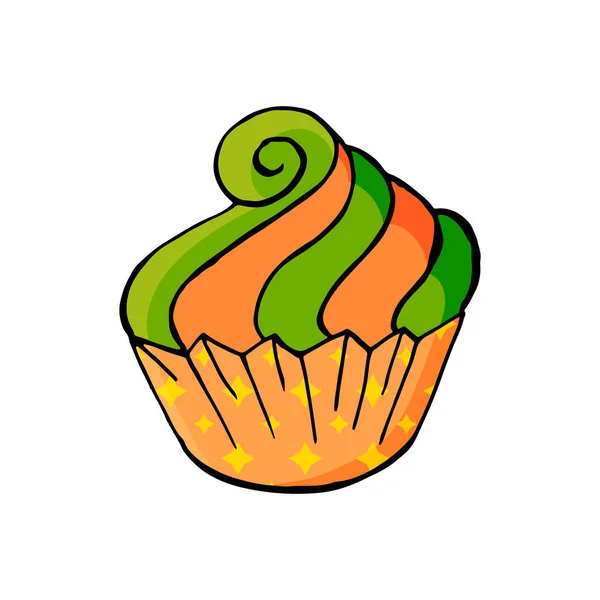 Helles Symbol Der Cupcake Muffin Hand Zeichnen Stil Vektor Illustration — Stockvektor