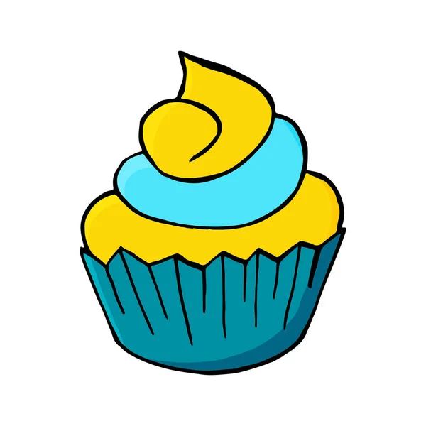 Illustrazione Vettoriale Vostro Disegno Luminosa Icona Cupcake Muffin Mano Disegnare — Vettoriale Stock