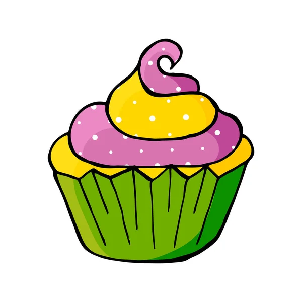Ilustração Vetorial Para Seu Design Ícone Brilhante Cupcake Muffin Mão — Vetor de Stock