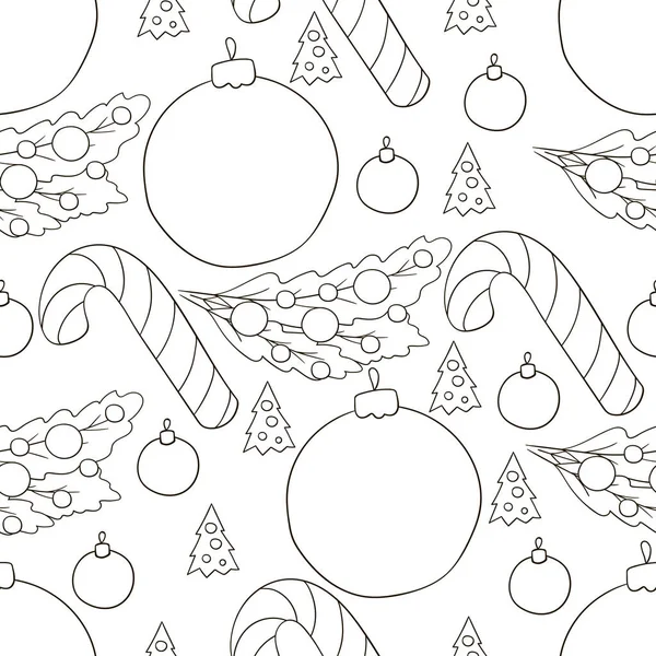 无缝线向量图案与糖果手杖 手绘彩绘图案风格 可用于面料 包装纸等方面 — 图库矢量图片