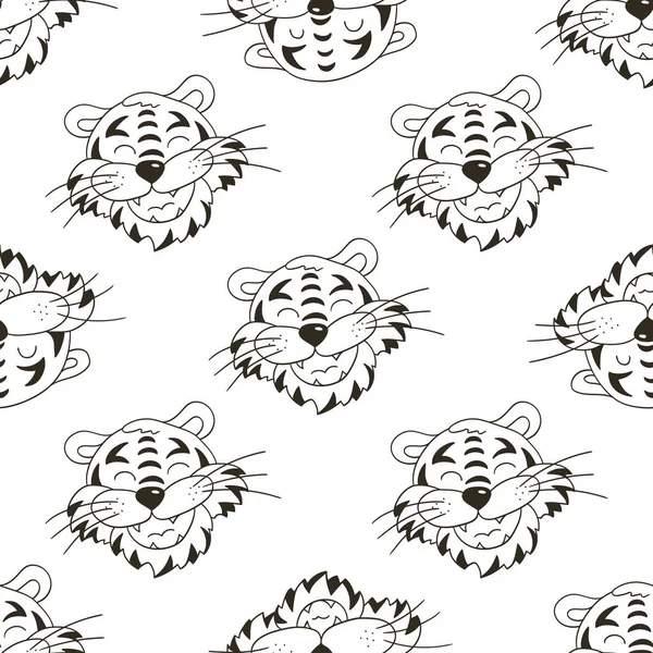 Kaplan Yılı. Kaplan yüzlü kusursuz vektör deseni. Şablon. 2022 yılbaşı tatili. Kumaş, renk, ambalaj kağıdı vs. için kullanılabilir